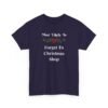 Unisex t-shirt from Twisted Angell with the sarcastic phrase “Most Likely To Forget To Christmas Shop” printed on the front.