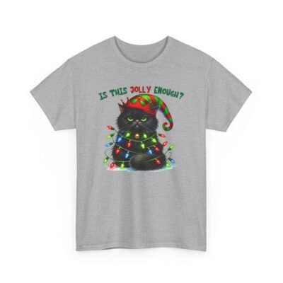 Unisex t-shirt from Twisted Angell with the sarcastic phrase “Is This Jolly Enough?” printed on the front.