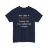 6409809746479998706_2048.jpeg Unisex t-shirt from Twisted Angell with the sarcastic phrase “Most Likely To Unplug The Tree Lights Out Of Spite” printed on the front.
