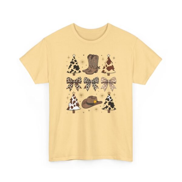 Unisex t-shirt from Twisted Angell with the sarcastic phrase “Country Christmas Boots, Bows, Hat, Trees” printed on the front.