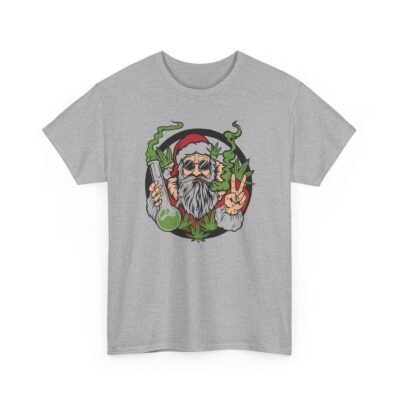 Unisex t-shirt from Twisted Angell with the sarcastic phrase “Santa's Hippie Bong Blunt Peace” printed on the front.