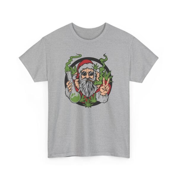 Unisex t-shirt from Twisted Angell with the sarcastic phrase “Santa's Hippie Bong Blunt Peace” printed on the front.