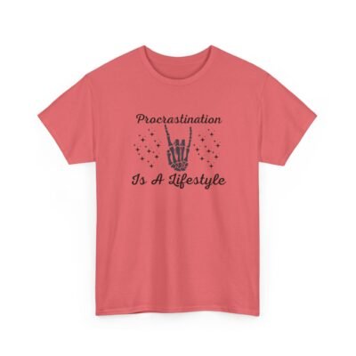 Unisex t-shirt from Twisted Angell with the sarcastic phrase “Procrastination Is A Lifestyle” printed on the front.