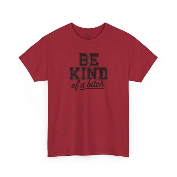 Unisex t-shirt from Twisted Angell with the sarcastic phrase “Be Kind of a Bitch” printed on the front.