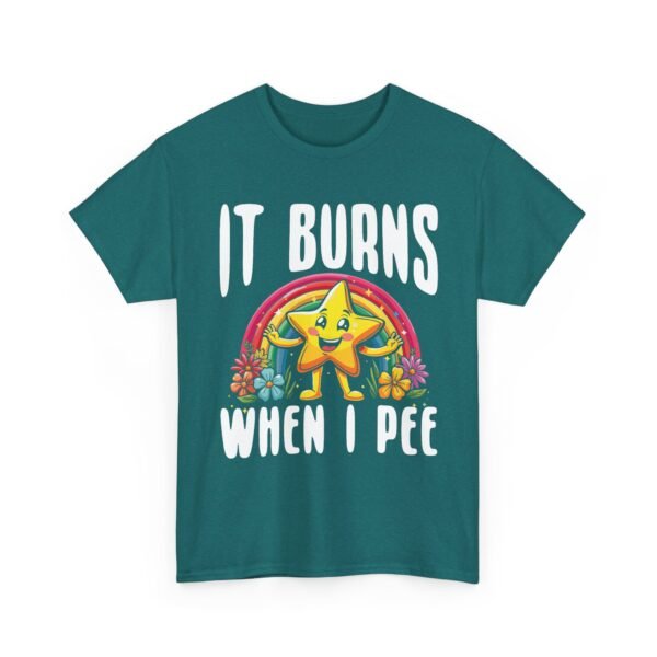 Unisex t-shirt from Twisted Angell with the sarcastic phrase “It Burns When I Pee” printed on the front.