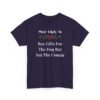 Unisex t-shirt from Twisted Angell with the sarcastic phrase “Most Likely To Buy Gifts For The Dog But Not The Cousin” printed on the front.