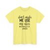 Unisex t-shirt from Twisted Angell with the sarcastic phrase “Don't Make Me Use My Office Manager Voice” printed on the front.