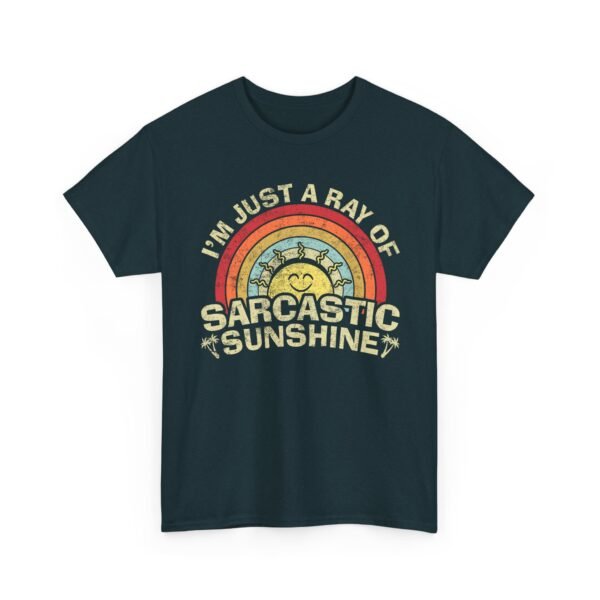 Unisex t-shirt from Twisted Angell with the sarcastic phrase “I'm Just A Ray Of Sarcastic Sunshine” printed on the front.