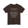 Unisex t-shirt from Twisted Angell with the sarcastic phrase “Most Likely to Fake Surprise When Opening Their Own Purchase” printed on the front.