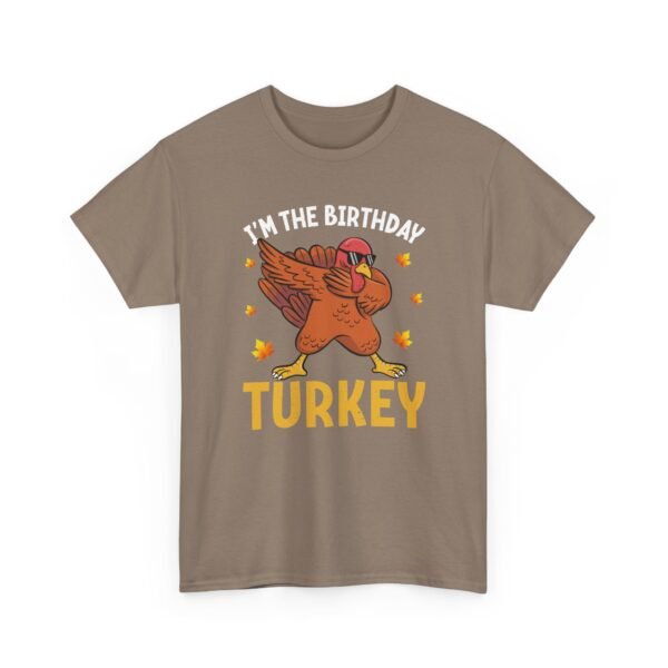 Unisex t-shirt from Twisted Angell with the sarcastic phrase “I'm the Birthday Turkey” printed on the front.