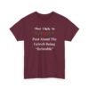 Unisex t-shirt from Twisted Angell with the sarcastic phrase “Most Likely To Post About The Grinch Being "Relatable” printed on the front.