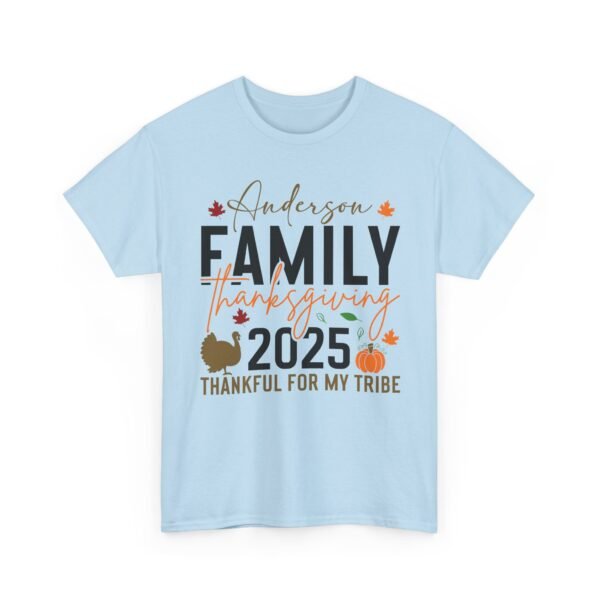 714464172162717825_2048-1.jpeg Sarcastic apparel design from Twisted Angell with the phrase “Personalized Family Thanksgiving Thankful For My Tribe Tee 2025” printed on the front.