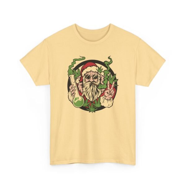 Unisex t-shirt from Twisted Angell with the sarcastic phrase “Santa's Hippie Bong Blunt Peace” printed on the front.