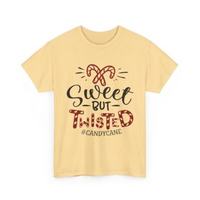 Unisex t-shirt from Twisted Angell with the sarcastic phrase “Sweet But Twisted” printed on the front.