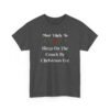 Unisex t-shirt from Twisted Angell with the sarcastic phrase “Most Likely To Sleep On The Couch By Christmas Eve” printed on the front.