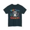 Unisex t-shirt from Twisted Angell with the sarcastic phrase “Weird Teachers Build Character” printed on the front.