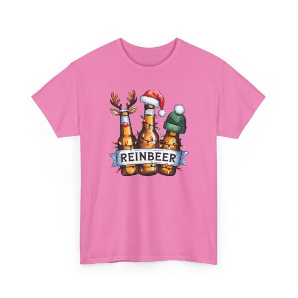 Unisex t-shirt from Twisted Angell with the sarcastic phrase “Reinbeer” printed on the front.