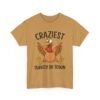 Unisex t-shirt from Twisted Angell with the sarcastic phrase “Craziest Turkey in Town” printed on the front.