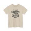 Unisex t-shirt from Twisted Angell with the sarcastic phrase “I'll Start Working When My Coffee Does” printed on the front.