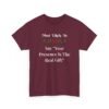 8060999687617853538_2048.jpeg Unisex t-shirt from Twisted Angell with the sarcastic phrase “Most Likely To Say Your Presence Is The Real Gift” printed on the front.