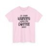 Unisex t-shirt from Twisted Angell with the sarcastic phrase “I'll Start Working When My Coffee Does” printed on the front.