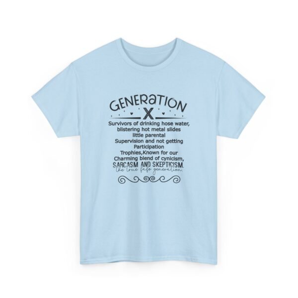 Sarcastic apparel design from Twisted Angell with the phrase “Generation X Definition - Sarcasm & Skepticism Tee” printed on the front.