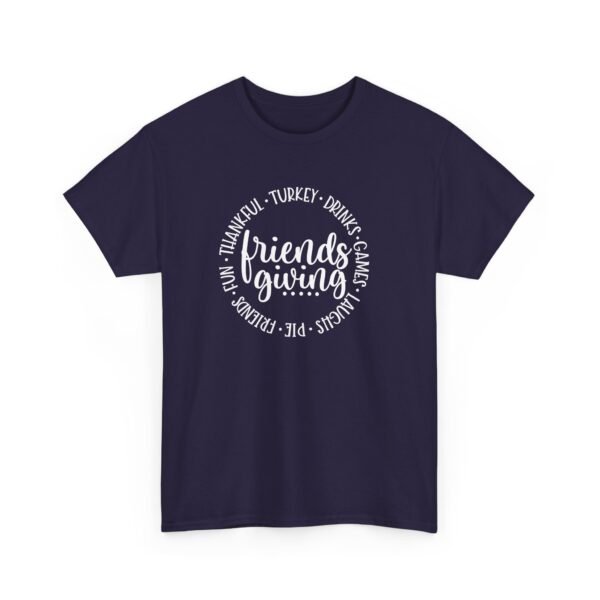 Unisex t-shirt from Twisted Angell with the sarcastic phrase “Friendsgiving” printed on the front.