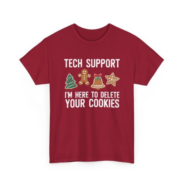 8267629272146959794_2048.jpeg Unisex t-shirt from Twisted Angell with the sarcastic phrase “Tech Support I'm Here To Delete Your Cookies” printed on the front.