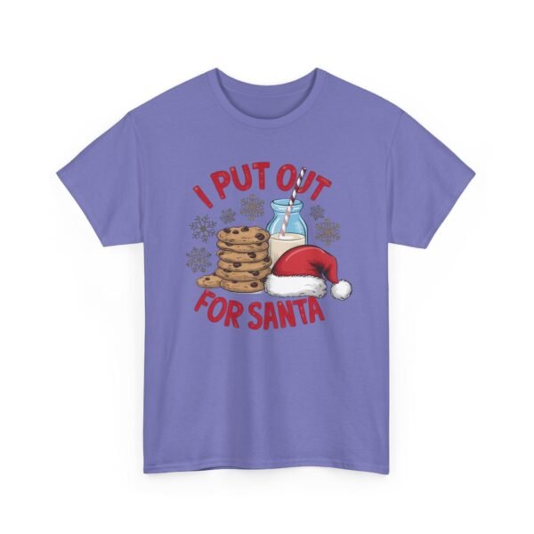 Unisex t-shirt from Twisted Angell with the sarcastic phrase “I Put Out for Santa” printed on the front.