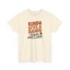 Unisex t-shirt from Twisted Angell with the sarcastic phrase “Kinda Give a Damn, Kinda Don't Care” printed on the front.