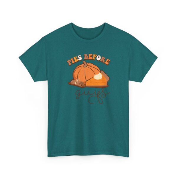 Unisex t-shirt from Twisted Angell with the sarcastic phrase “Pies Before Guys” printed on the front.