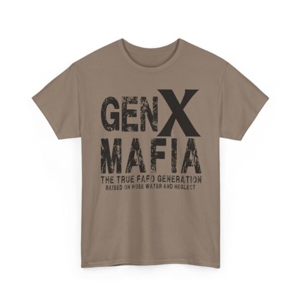 Unisex t-shirt from Twisted Angell with the sarcastic phrase “Gen X Mafia - The True FAFO Generation” printed on the front.