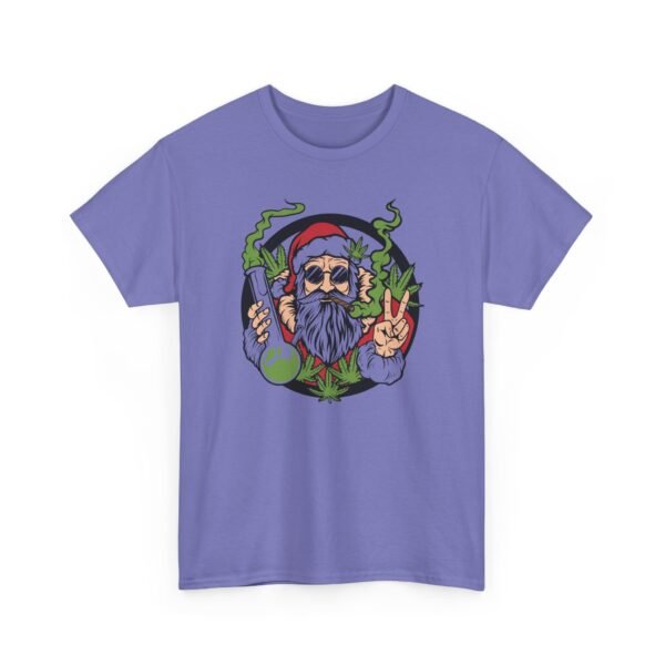 Unisex t-shirt from Twisted Angell with the sarcastic phrase “Santa's Hippie Bong Blunt Peace” printed on the front.