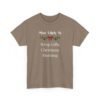 Unisex t-shirt from Twisted Angell with the sarcastic phrase “Most Likely To Wrap Gifts Christmas Morning” printed on the front.