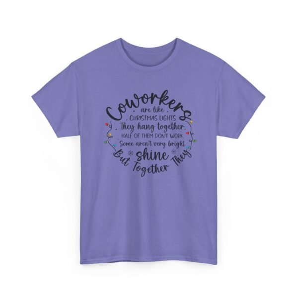 Unisex t-shirt from Twisted Angell with the sarcastic phrase “Coworkers Are Like Christmas Lights” printed on the front.