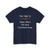 Unisex t-shirt from Twisted Angell with the sarcastic phrase “Most Likely To Argue About The Best Christmas Song” printed on the front.