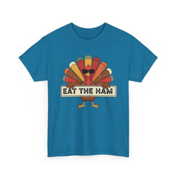 Unisex t-shirt from Twisted Angell with the sarcastic phrase “Eat the Ham” printed on the front.