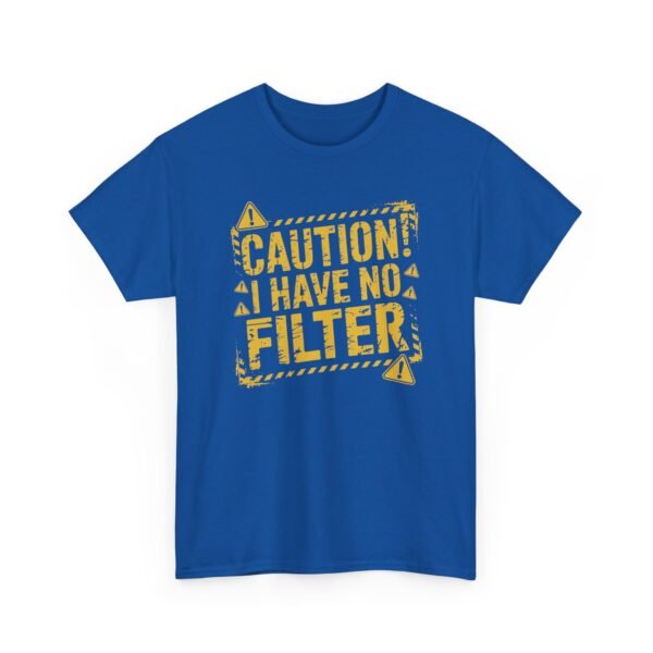 8645803967158277345_2048-2.jpeg Unisex t-shirt from Twisted Angell with the sarcastic phrase “Caution: I Have No Filter” printed on the front.