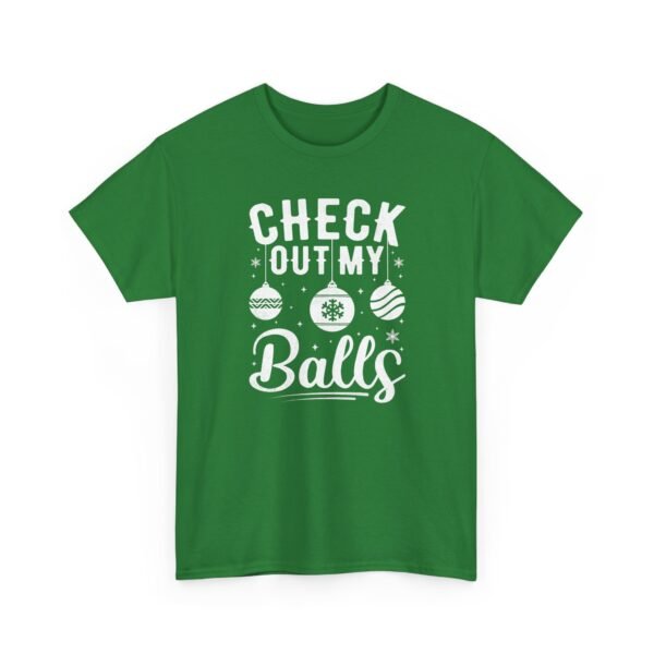 Unisex t-shirt from Twisted Angell with the sarcastic phrase “Check Out My Balls” printed on the front.