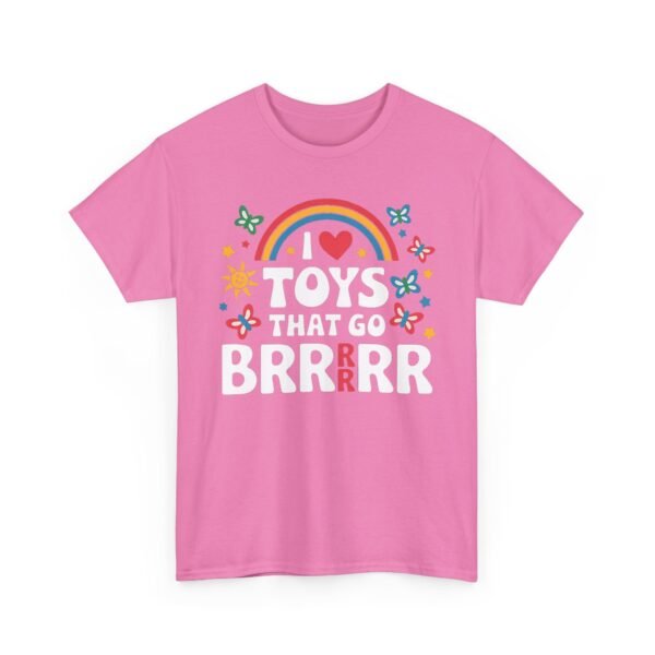 Unisex t-shirt from Twisted Angell with the sarcastic phrase “I Love Toys That Go Brrrr” printed on the front.