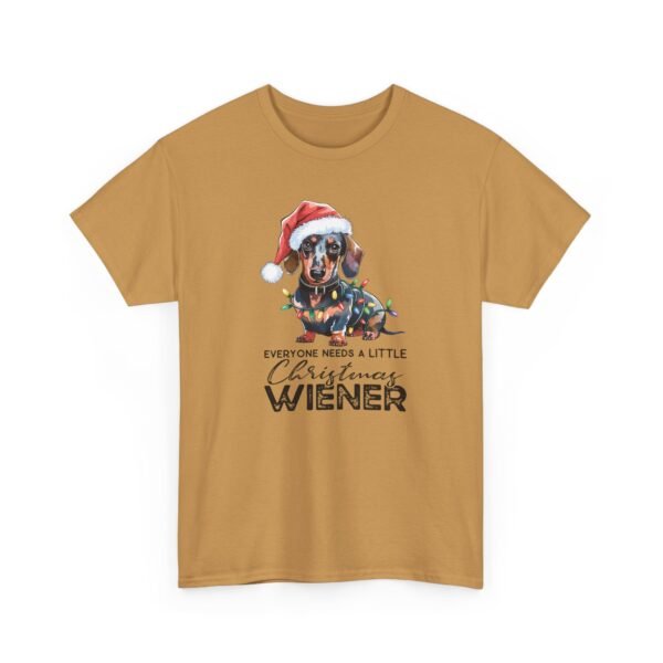Unisex t-shirt from Twisted Angell with the sarcastic phrase “Everyone Needs A Little Christmas Wiener” printed on the front.