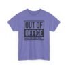 Unisex t-shirt from Twisted Angell with the sarcastic phrase “Out of Office - Might Not Come Back” printed on the front.