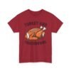 Unisex t-shirt from Twisted Angell with the sarcastic phrase “Turkey and Touchdowns” printed on the front.