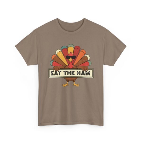 Unisex t-shirt from Twisted Angell with the sarcastic phrase “Eat the Ham” printed on the front.