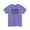 Unisex t-shirt from Twisted Angell with the sarcastic phrase “Old and Tired But Down to Day Drink” printed on the front.