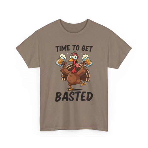 Unisex t-shirt from Twisted Angell with the sarcastic phrase “Time To Get Basted” printed on the front.