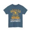 Unisex t-shirt from Twisted Angell with the sarcastic phrase “I'm A Grumpy Old Trucker, My Level Of Sarcasm Depends On Your Level Of Stupidity” printed on the front.