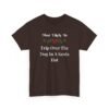 Unisex t-shirt from Twisted Angell with the sarcastic phrase “Most Likely To Trip Over The Dog In A Santa Hat” printed on the front.