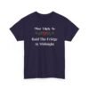 Unisex t-shirt from Twisted Angell with the sarcastic phrase “Most Likely To Raid The Fridge At Midnight” printed on the front.