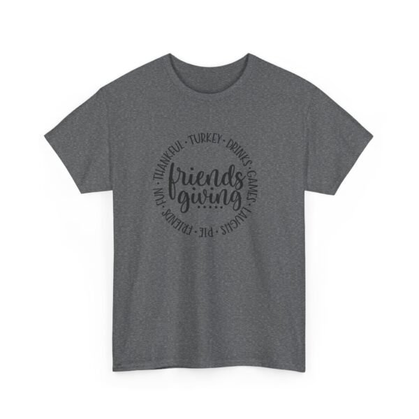 Unisex t-shirt from Twisted Angell with the sarcastic phrase “Friendsgiving” printed on the front.
